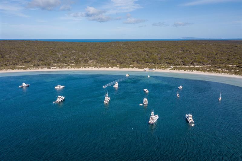 A safe harbour at Engine Point where the fun really began with the trophy presentation ceremony and a sumptuous luncheon held on the beach - photo © Riviera Studio