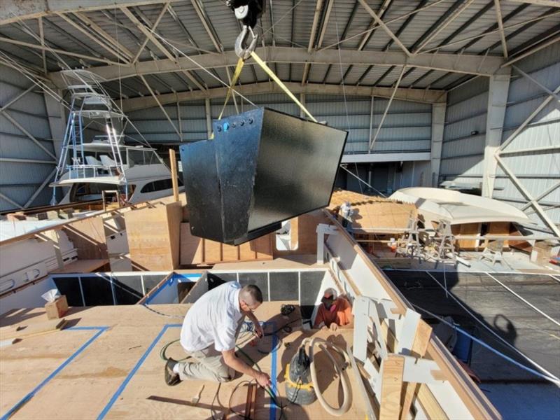 Midship fuel tank installation Hull #7-Dusty and Flipper photo copyright Michael Rybovich & Sons taken at  and featuring the Fishing boat class