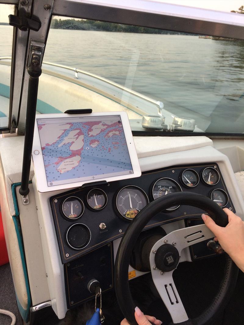 Wavve user with Wavve Boating app open and in-use while navigating near Lake Ontario photo copyright Wavve Boating taken at  and featuring the Fishing boat class