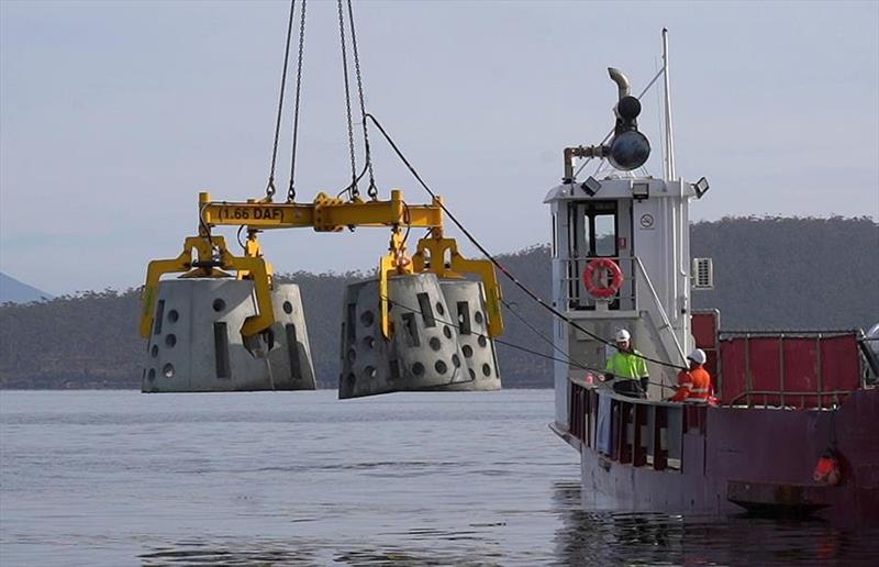 Great Bay artificial reef installed - photo © DPIPWE Fishing