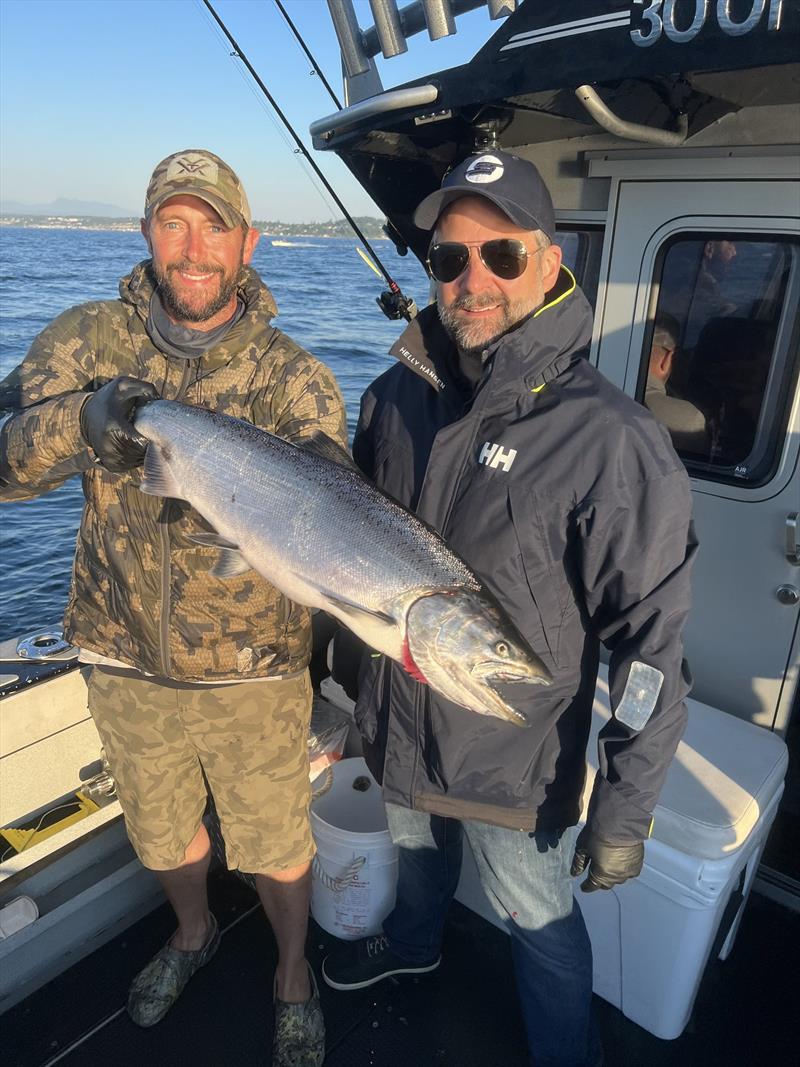 Joey Pyburn and Greg Sharrow with the first catch of the day on Duckworth 30 Offshore XL - photo © Sharrow Marine