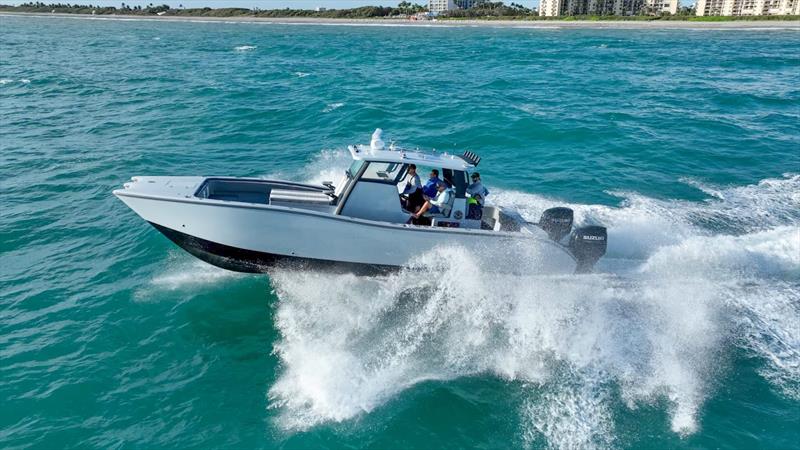 Insetta 35IFC with twin 300hpr Suzuki Outboards - photo © Insetta Boatworks