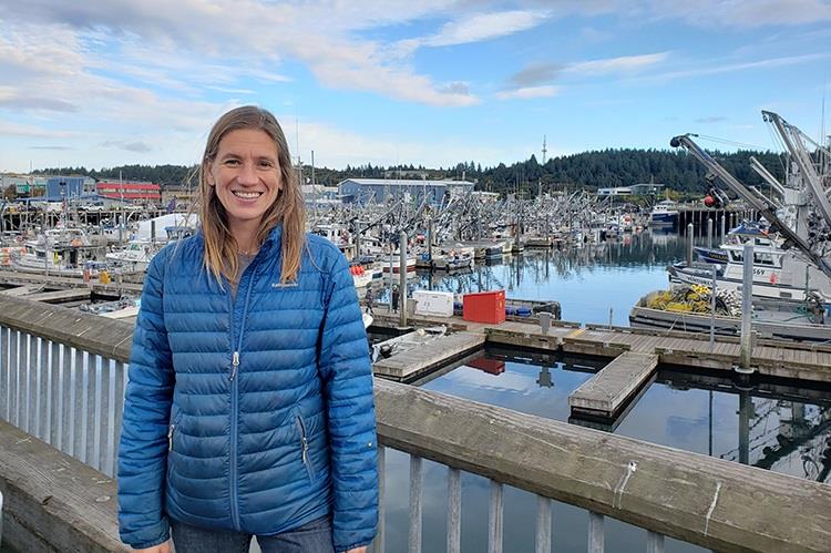 Marysia Szymkowiak, a social scientist at NOAA's Alaska Fisheries Science Center, in Kodiak photo copyright Marysia Szymkowiak / NOAA Fisheries taken at  and featuring the Fishing boat class