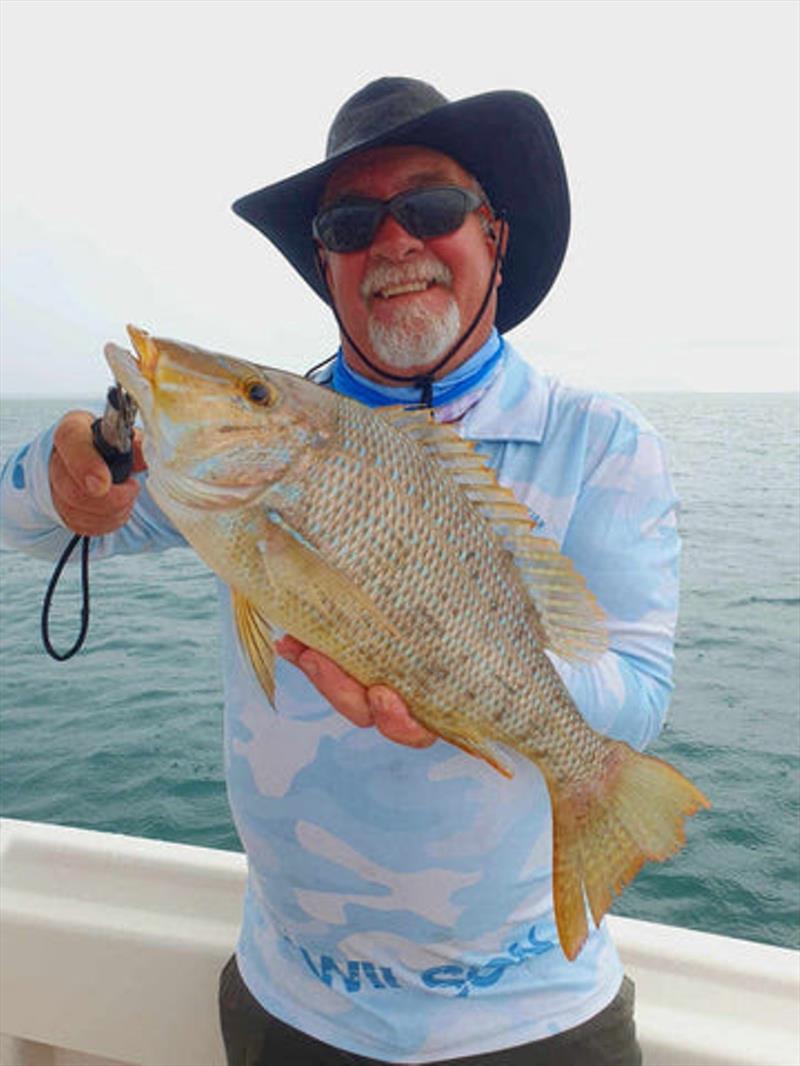 A Hot Reels client with a pretty little spangled emperor. These are one of the harder fighting sweeties and avid lure munchers too - photo © Fisho's Tackle World