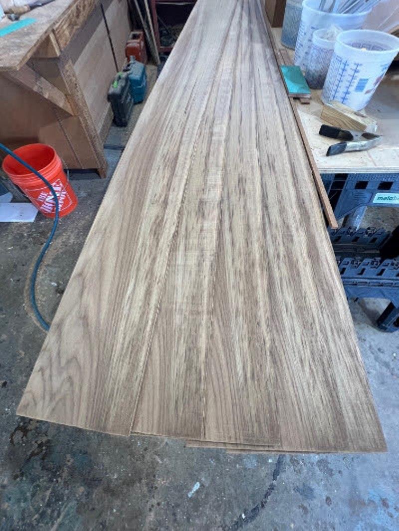 Hull #9 - Half round corner teak laminations - photo © Michael Rybovich & Sons