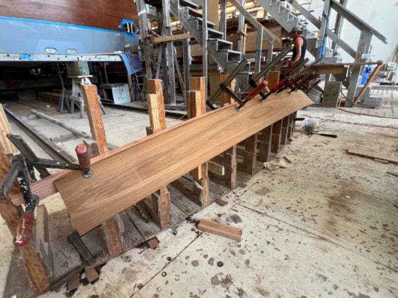 Hull #10 - Deckhouse eyebrow on the jig - photo © Michael Rybovich & Sons