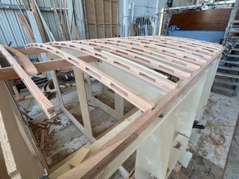 Hull #10 - Laminated deckhouse beams - photo © Michael Rybovich & Sons