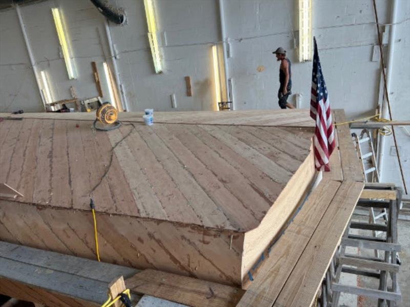 Hull #11 - She's all planked up photo copyright Michael Rybovich & Sons taken at  and featuring the Fishing boat class