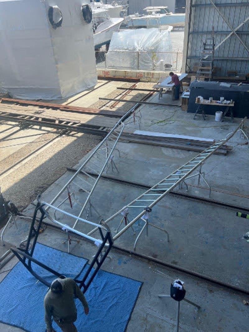 Hull #8 - Tower assembly - photo © Michael Rybovich & Sons