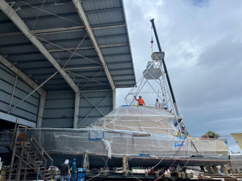 Hull #8 - Tower in place - photo © Michael Rybovich & Sons