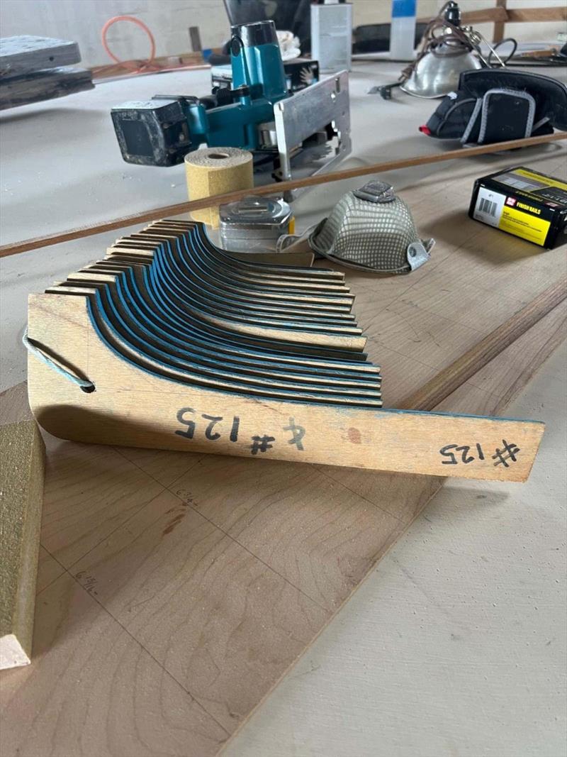 Hull #9 - Toe rail patterns - photo © Michael Rybovich & Sons