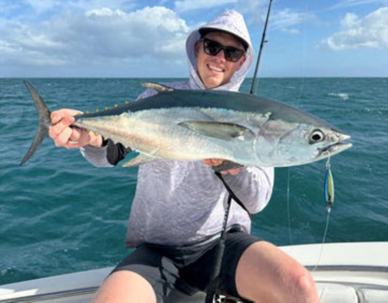 Braden from Daiwa joined Dane last week for some tackle testing. The new Saltiga Over There 80S is a dynamite tuna slayer - photo © Fisho's Tackle World