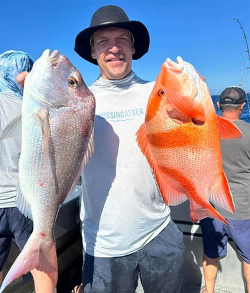 A fine double for a client aboard a recent Double Island Point Fishing Charter. Give Greg a call if you want a piece of this sort of action photo copyright Fisho's Tackle World taken at  and featuring the Fishing boat class