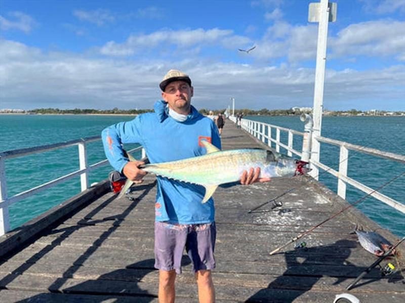 Cam caught this large broadie from Urangan Pier and it looks like he managed to avoid the crowd that day too - photo © Fisho's Tackle World