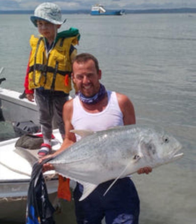 Mick Cassar got fully stretched by this 101cm GT but won the battle on standard 30lb tackle - photo © Fisho's Tackle World