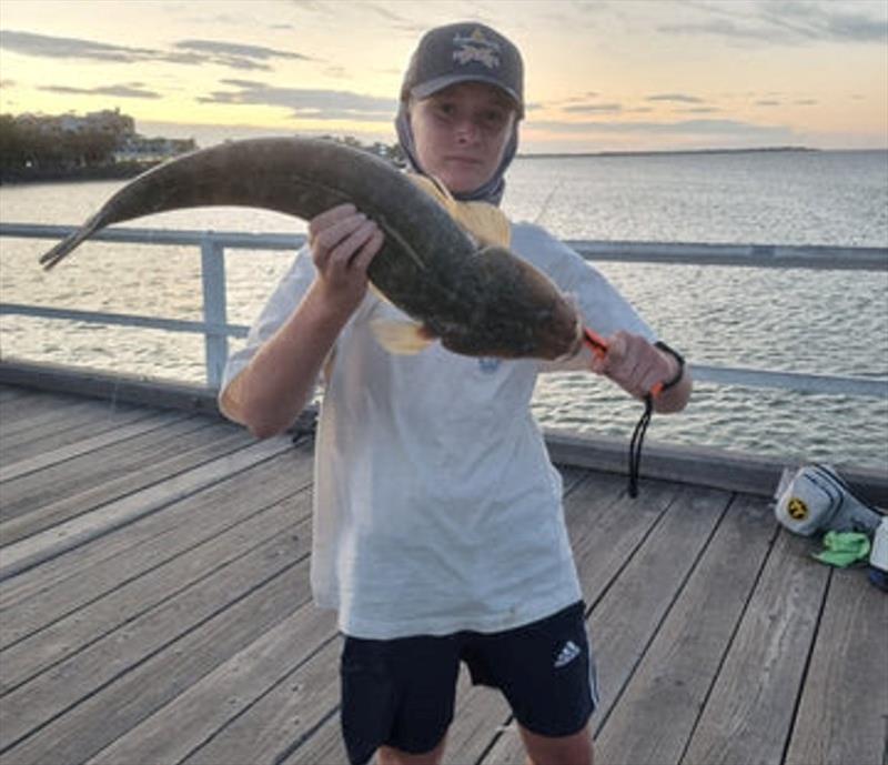 Jack caught this fine flathead from the first channel at Urangan Pier - photo © Fisho's Tackle World