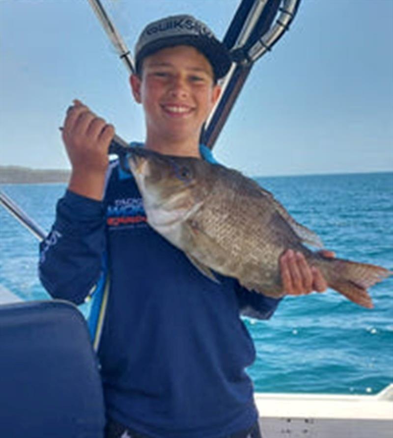 Jayden Lewis was chuffed with this solid grassy. Expect an impressive bite from these critters thanks to the recent flooding - photo © Fisho's Tackle World