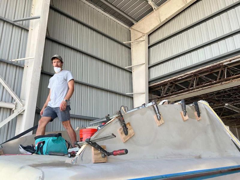 Hull #10 - Tyler on the bridge - photo © Michael Rybovich & Sons