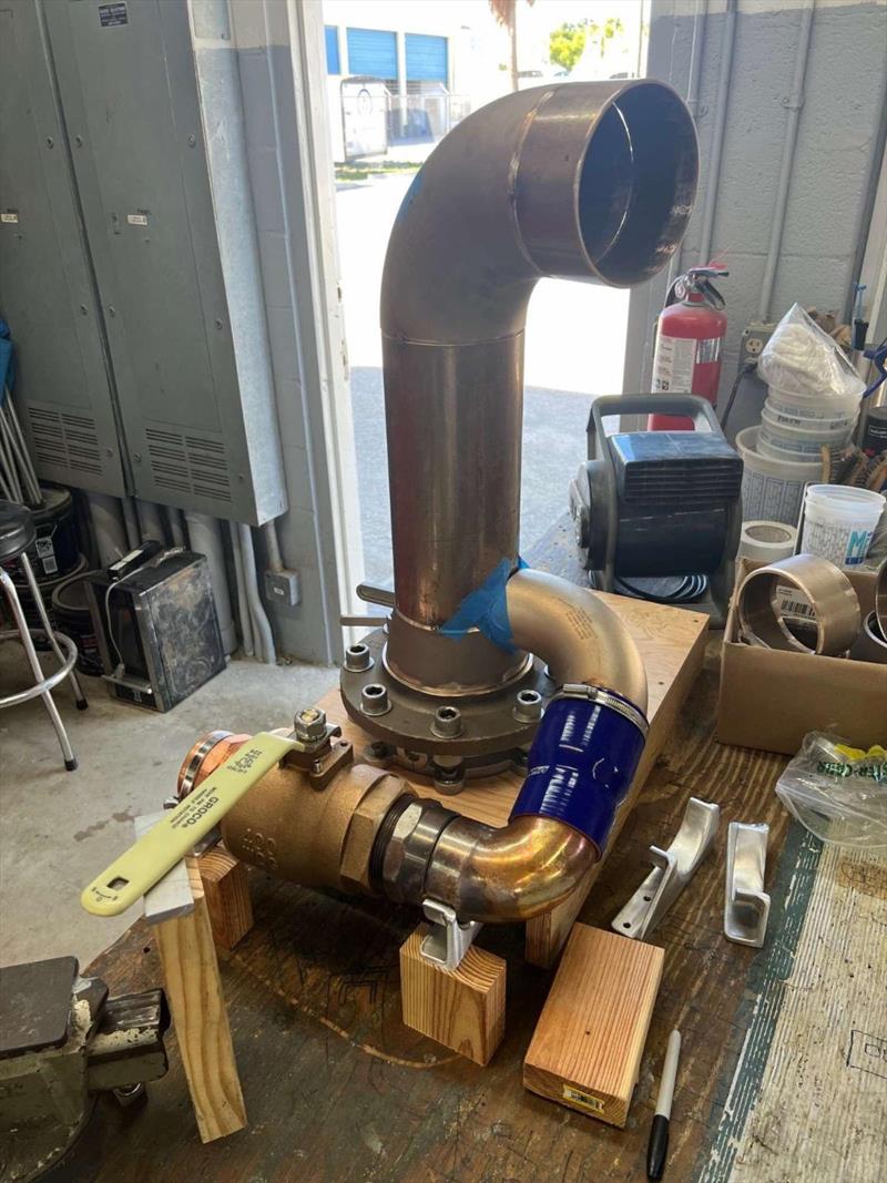 Hull #11 - Raw water and crash valve assembly - photo © Michael Rybovich & Sons