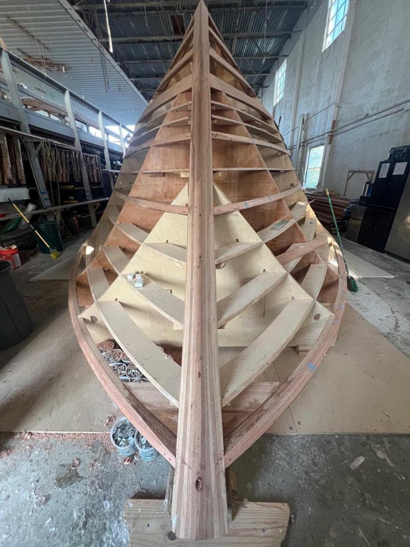 Hull #12 - Getting close to planking - photo © Michael Rybovich & Sons