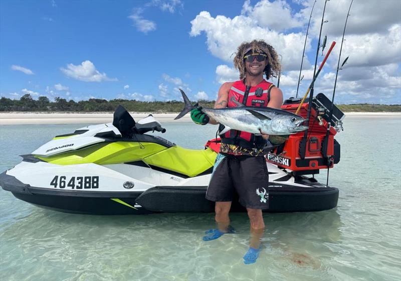 James Rossman getting amongst the bay's speedsters on his high-speed fishing machine - photo © Fisho's Tackle World