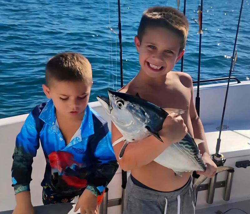 Fun times for the Ridgeway boys whilst out fishing with their dad, Brock photo copyright Fisho's Tackle World Hervey Bay taken at  and featuring the Fishing boat class