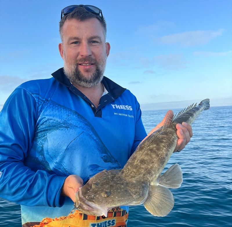 Peter caught this big flatty from quite deep water whilst doing tuition with Scotty of Focussed Fishing fame - photo © Fisho's Tackle World Hervey Bay