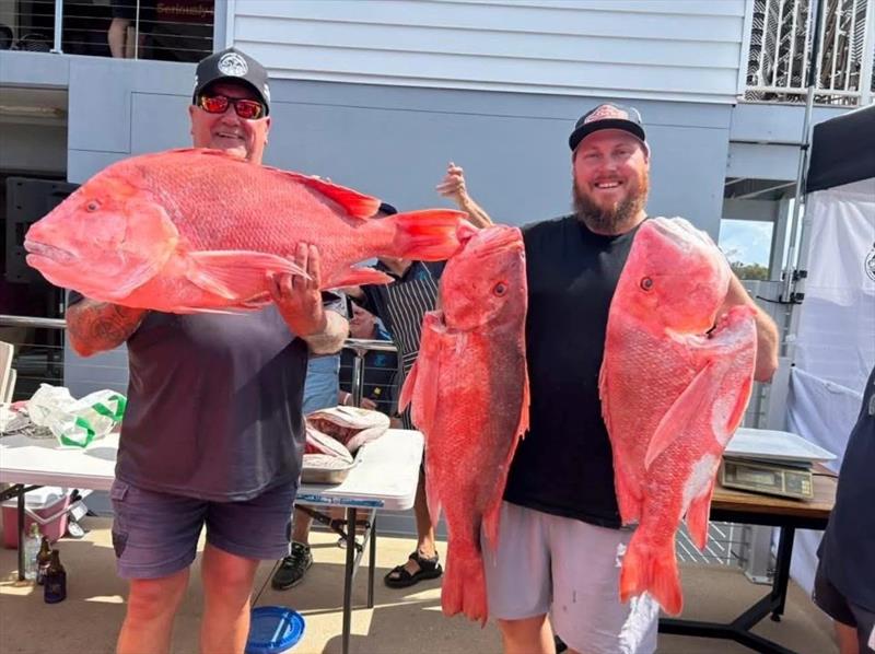 Al Mahony and crew with the winning red and a big nannygai weighed in at Woodgate. Ripper fish boys! - photo © Fisho's Tackle World Hervey Bay