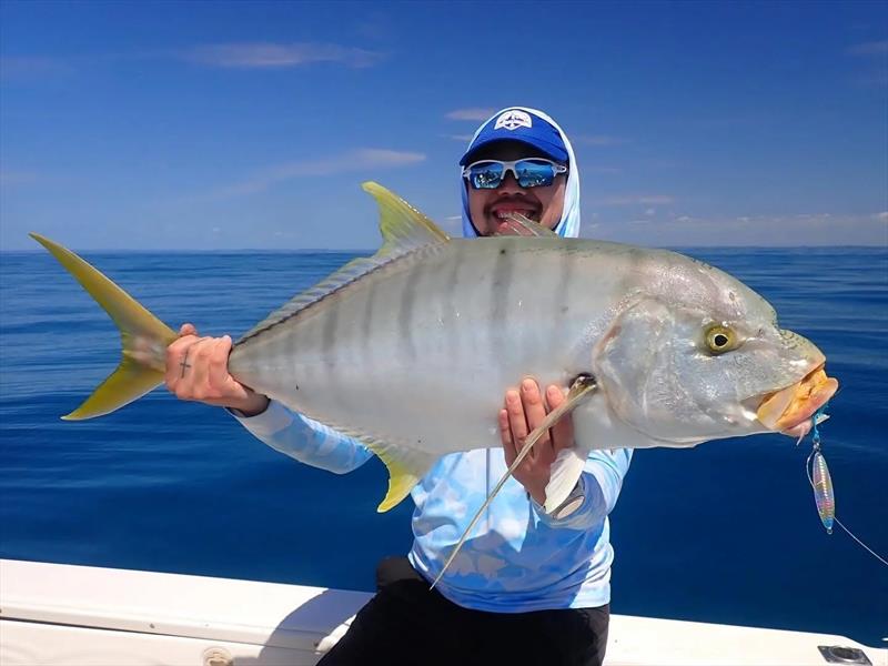 Tri from Fraser Guided Fishing has been putting clients onto big goldies on jigs on a regular basis photo copyright Fisho's Tackle World Hervey Bay taken at  and featuring the Fishing boat class