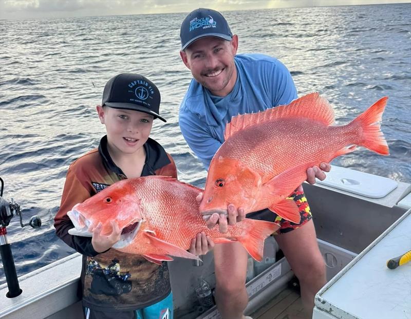 Gary and son Jimmy got stuck into the reds on their recent 1770 reef trip photo copyright Fisho's Tackle World Hervey Bay taken at  and featuring the Fishing boat class