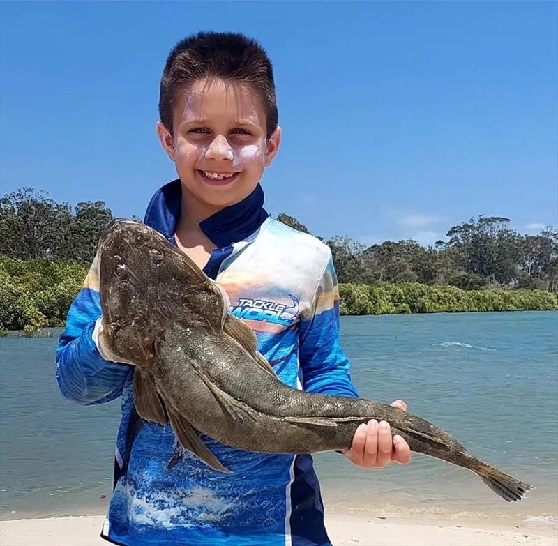 Kingy Ridgeway has been up to his usual tricks, catching trophy fish with his dad photo copyright Fisho's Tackle World Hervey Bay taken at  and featuring the Fishing boat class