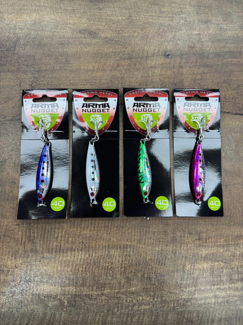 Part of our new armoury of Arma metal slugs. The Nugget offers that smaller profile at a heavy weight so you can match the hatch - photo © Fisho's Tackle World Hervey Bay 