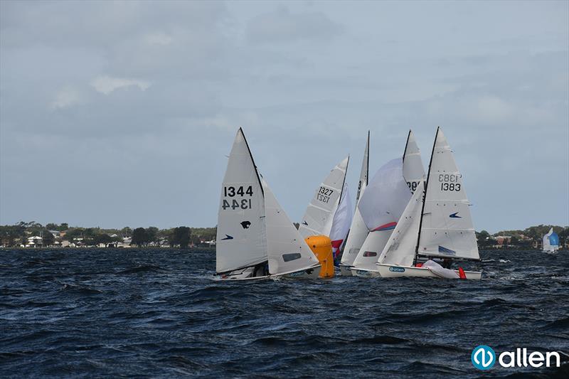 Tight racing for the top 5 in Heat 9 - Allen 2021 Flying 11 National Championship photo copyright Mel Yeomans at Deck Hardware taken at  and featuring the Flying 11 class