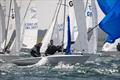 Pinnell & Cadwallader (2nd overall) in front of Vialls & Turner (Winners) during the Flying Fifteen British Isles Championships 2024 at Strangford Lough © Simon McIlwaine / www.wavelengthimage.com