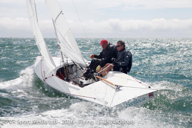 Crispin Read-Wilson & Steve Brown on day 1 of the UK Global Flying Fifteen Nationals photo copyright VR Sport Media taken at Hayling Island Sailing Club and featuring the Flying Fifteen class