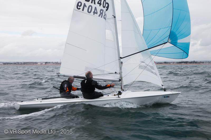 David Tabb & Chewey Sherrell on day 2 of the UK Global Flying Fifteen Nationals photo copyright VR Sport Media taken at Hayling Island Sailing Club and featuring the Flying Fifteen class