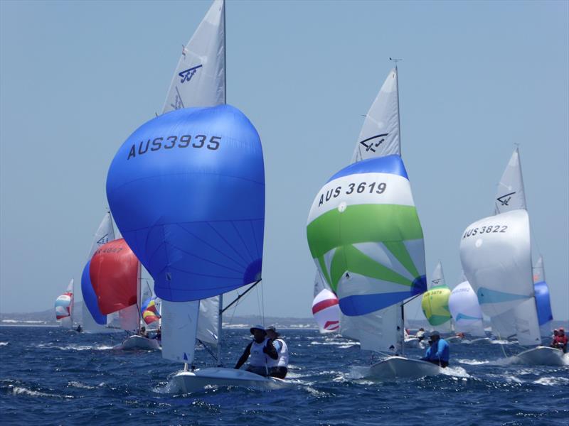 Downwind on day 2 of the Australian Flying Fifteen Championship photo copyright Jonny Fullerton taken at Esperance Bay Yacht Club and featuring the Flying Fifteen class