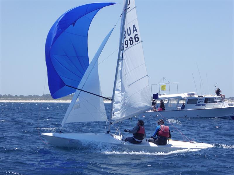 The Jerwoods finish on day 3 of the Australian Flying Fifteen Championship photo copyright Jonny Fullerton taken at Esperance Bay Yacht Club and featuring the Flying Fifteen class