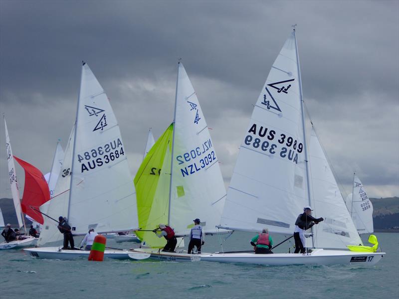 Gate rounding on day 2 of the Flying Fifteen Worlds at Napier photo copyright Jonny Fullerton taken at Napier Sailing Club and featuring the Flying Fifteen class