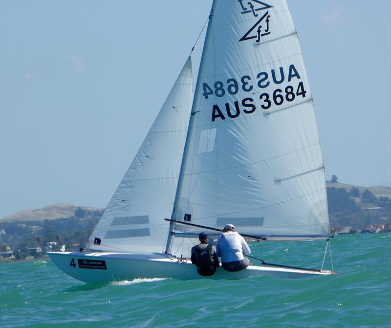 Matthew Owen and Andrew Reed (AUS) on day 3 of the Flying Fifteen Worlds at Napier photo copyright Jonny Fullerton taken at Napier Sailing Club and featuring the Flying Fifteen class