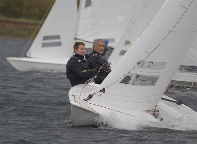 Dave and Andy McKee leading the fleet at windward mark during the Notts County Flying Fifteen Open photo copyright David Eberlin taken at Notts County Sailing Club and featuring the Flying Fifteen class