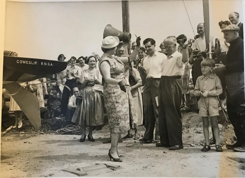 Uffa Fox brings the Duke of Edinburgh's boat 'Coweslip' to Kippford in 1958 photo copyright Solway YC archive collection taken at Solway Yacht Club and featuring the Flying Fifteen class