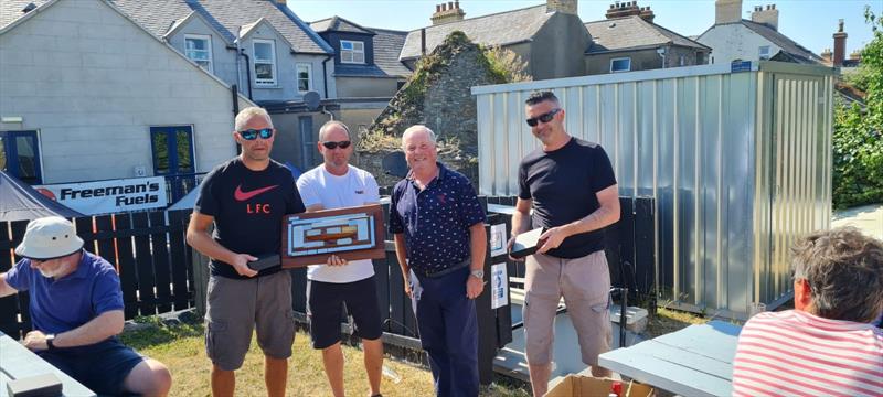 (l-r) Stewart Harrison, winning helm, Flying Fifteen Northern Championship, Shane McCarthy, Commodore Portaferry Sailing Club, John McAlea, Race Officer and Conor, winning crew Flying Fifteen Northern Championship photo copyright Ben Mulligan taken at Portaferry Sailing Club and featuring the Flying Fifteen class