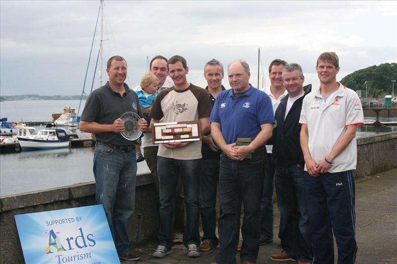 Northern Ireland Flying Fifteen Championships prize winners (l to r) Simon Murray, Peter Lawson, Darren Martin, Colin Dougan, David Gorman, Andrew McCleary, Chris Doorly, Steven Bridges photo copyright John Wilkinson taken at Portaferry Sailing Club and featuring the Flying Fifteen class