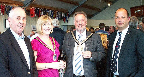 PRO Roger Palmer, The Mayor and Mayoress Ken and Hazel Smith, HISC Commodore Mark Woods ahead of the Flying Fifteen worlds photo copyright Gerald New / HISC taken at Hayling Island Sailing Club and featuring the Flying Fifteen class