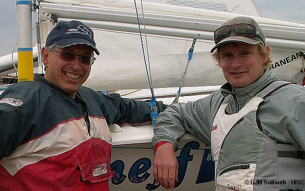James Sandell and Graeme Robinson lead yellow fleet after day 1 of the Flying Fifteen worlds photo copyright Gerald New / HISC taken at Hayling Island Sailing Club and featuring the Flying Fifteen class