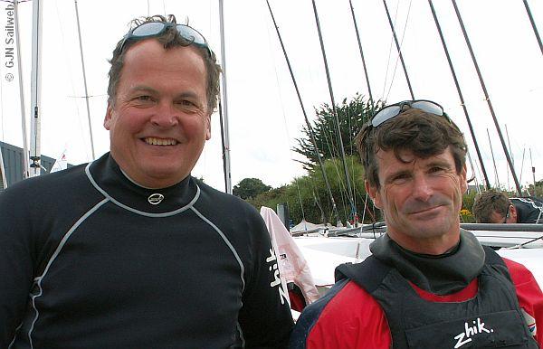 Race 1 blue flight winners, Mark Darling and Greg Wells at the Flying 15 World Championship day 2 photo copyright Gerald New taken at Hayling Island Sailing Club and featuring the Flying Fifteen class