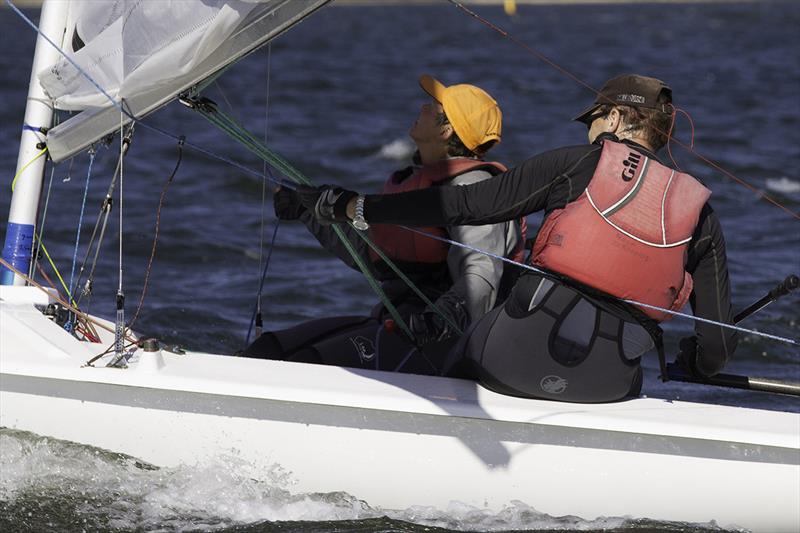Nick and Janet Jerwood on their way to another State title - 2018 Flying Fifteen State Championships photo copyright Bernie Kaaks taken at South of Perth Yacht Club and featuring the Flying Fifteen class