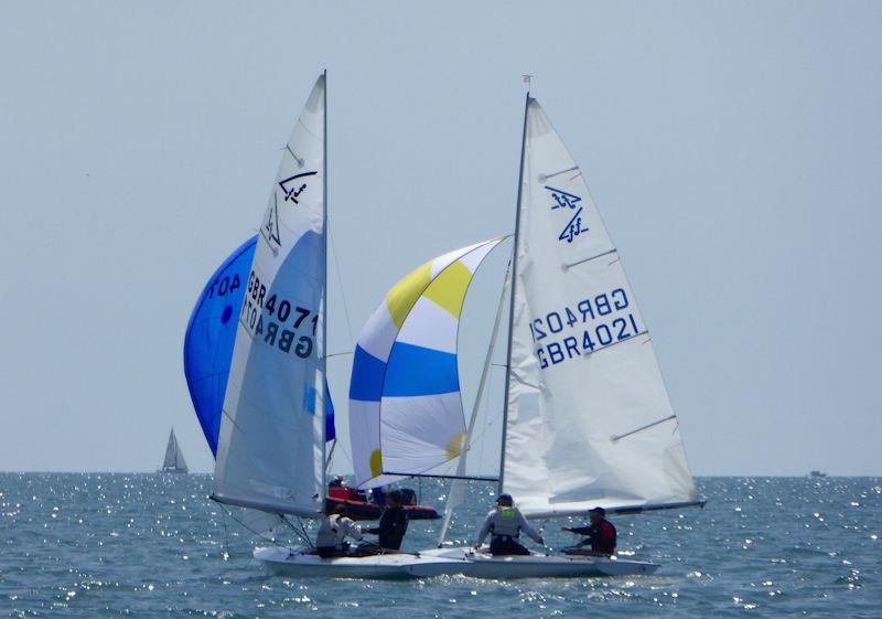 Vials and Goacher fight for the gate mark on day 4 of the Flying Fifteen National Championships at Parkstone photo copyright Jonny Fullerton taken at Parkstone Yacht Club and featuring the Flying Fifteen class