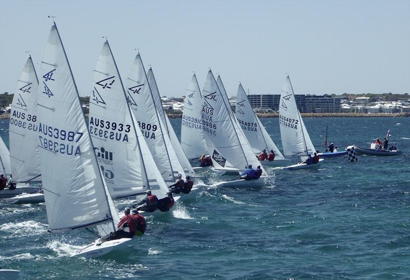 Start line at 2020 Tally Hobbs Memorial Regatta photo copyright Jonny Fullerton taken at Royal Freshwater Bay Yacht Club and featuring the Flying Fifteen class